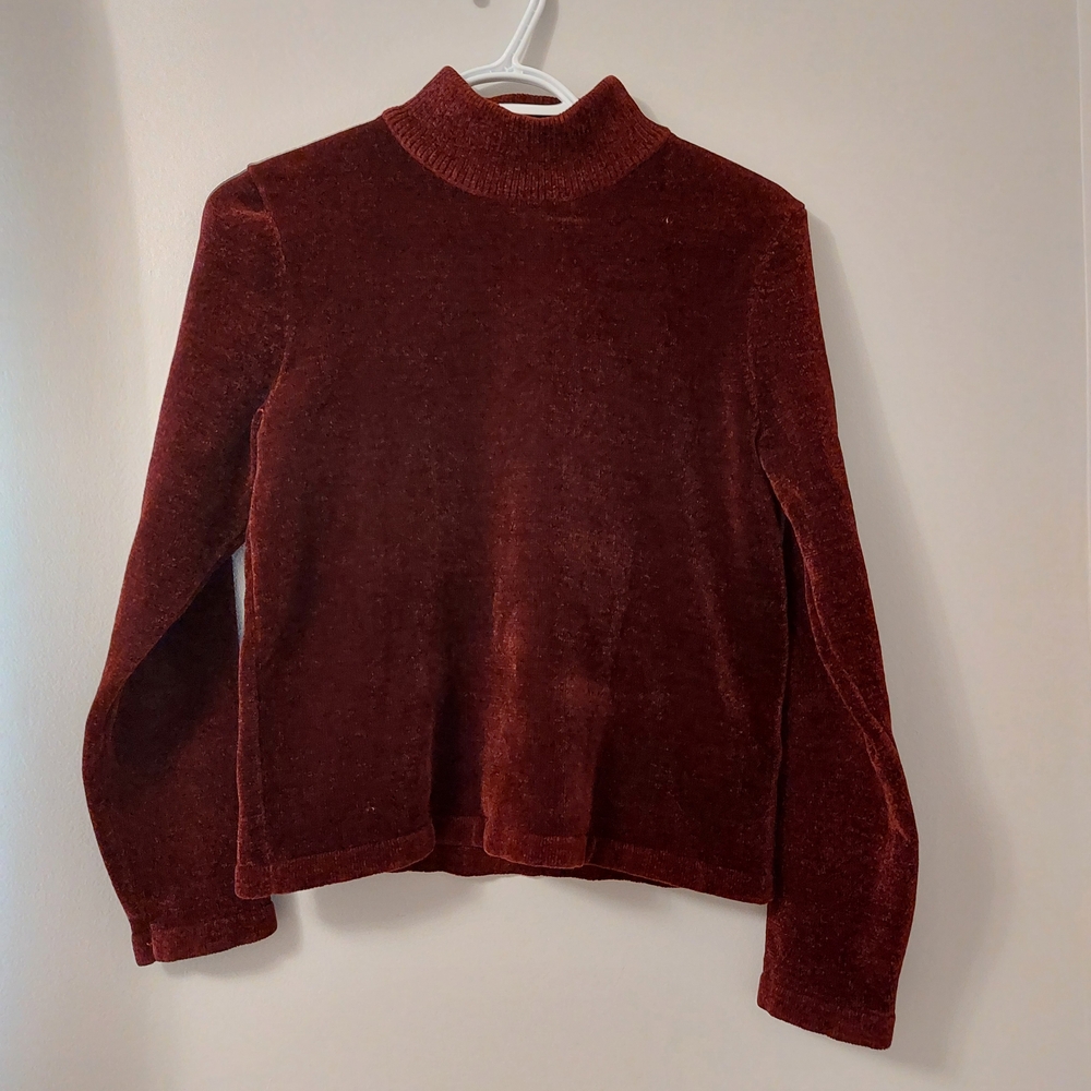 Velvet Turtleneck Sweater - Rich Brown